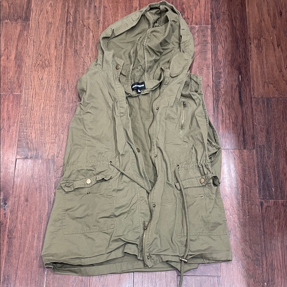 Zenana Outfitters Olive Green Hooded Vest